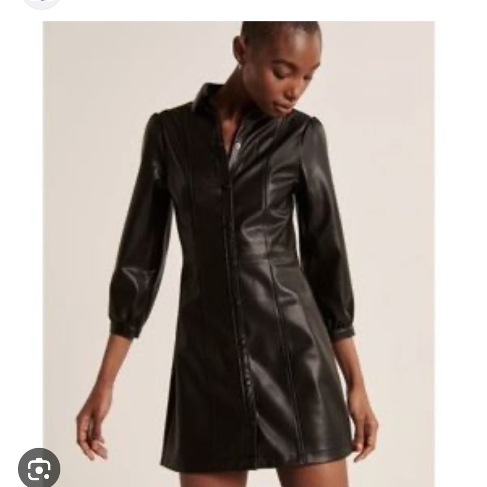 Vegan leather shirt dress